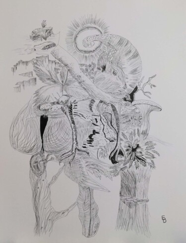 "Étude de forme" başlıklı Resim Barbour tarafından, Orijinal sanat, Jel kalem