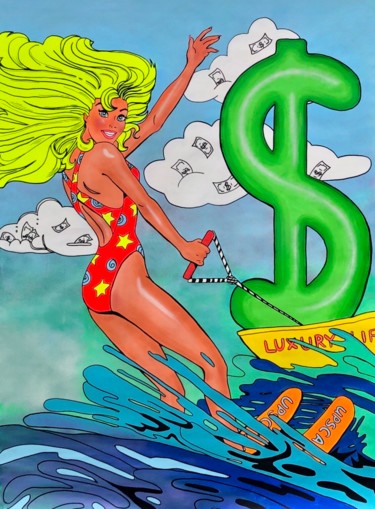 Картина под названием "Money sailing" - Barbsie, Подлинное произведение искусства, Акрил