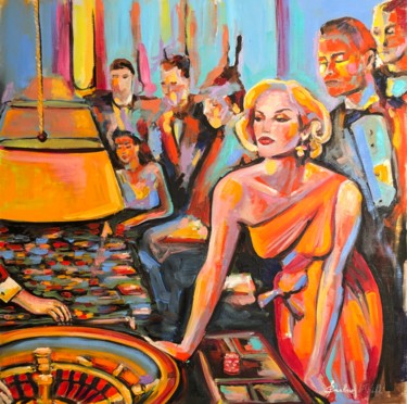 Painting titled "Casino" by Barbsie, Original Artwork, Oil
