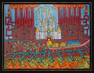 绘画 标题为“Disneyland, oil pai…” 由Барбудаз, 原创艺术品, 油 安装在木质担架架上