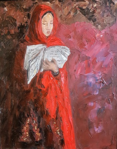 Painting titled "Lectura" by Elena Pokasanieva, Original Artwork, Oil