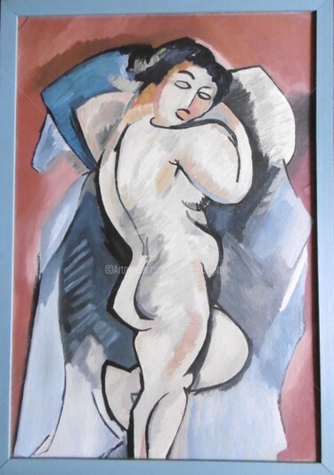 Malerei mit dem Titel "Copie le grand nu ,…" von Brigitte Barcelo, Original-Kunstwerk, Öl