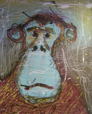 Painting titled "Monkey" by Carlos Barcode, Original Artwork