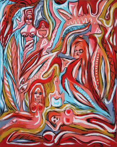 Painting titled "Девы Уджеланга" by Lyudmila Bardina, Original Artwork, Acrylic
