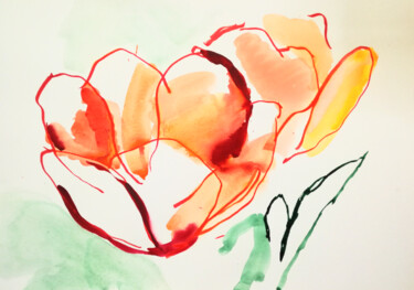 Painting titled "March flowers" by Yuliya Bardun, Original Artwork, Watercolor