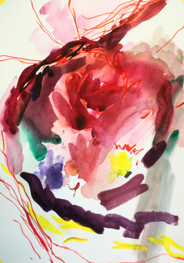 Peinture intitulée "Purple flower" par Yuliya Bardun, Œuvre d'art originale, Aquarelle