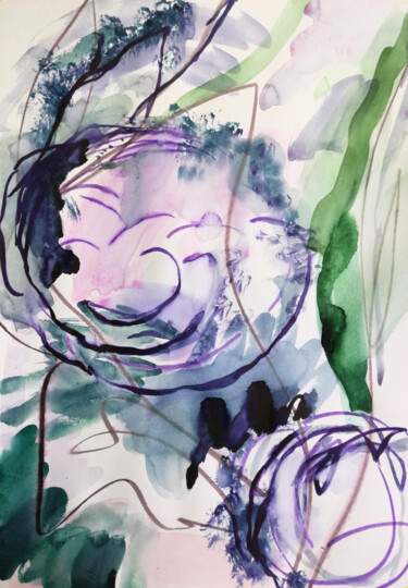 Malerei mit dem Titel "Cold violet" von Yuliya Bardun, Original-Kunstwerk, Aquarell