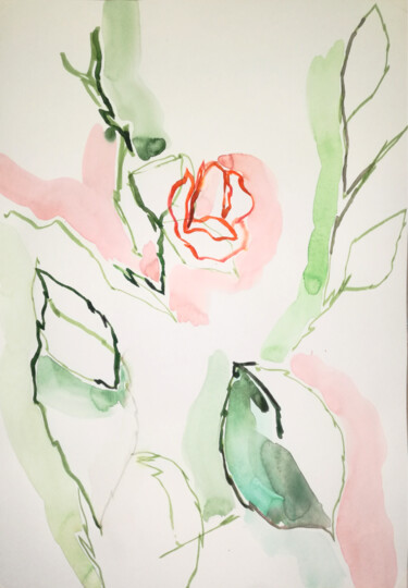 Ζωγραφική με τίτλο "Roses III" από Yuliya Bardun, Αυθεντικά έργα τέχνης, Ακουαρέλα