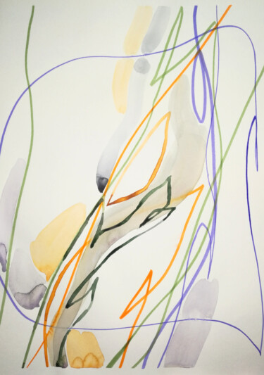 Peinture intitulée "Lines II" par Yuliya Bardun, Œuvre d'art originale, Aquarelle