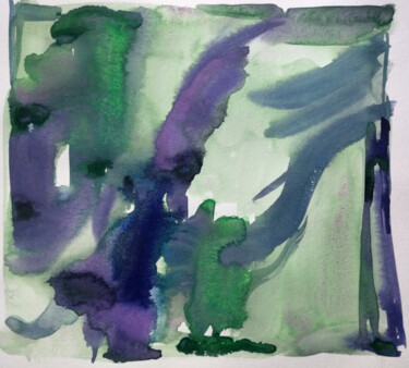 Painting titled "Green II" by Yuliya Bardun, Original Artwork, Watercolor