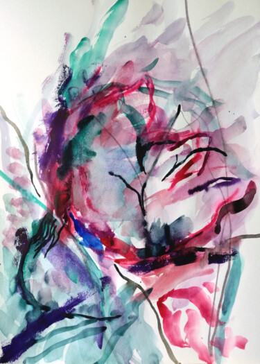 Peinture intitulée "Flower" par Yuliya Bardun, Œuvre d'art originale, Aquarelle