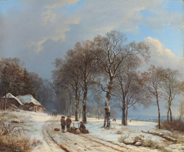 「Paysage d'hiver」というタイトルの絵画 Barend Cornelis Koekkoekによって, オリジナルのアートワーク, オイル