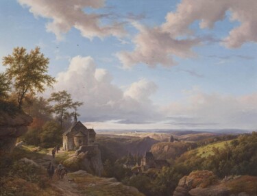 Malarstwo zatytułowany „Paysage de l'Eifel…” autorstwa Barend Cornelis Koekkoek, Oryginalna praca, Olej