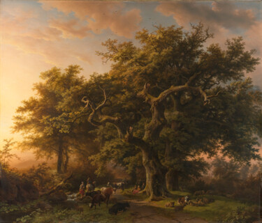 Schilderij getiteld "Vue de la forêt" door Barend Cornelis Koekkoek, Origineel Kunstwerk, Olie