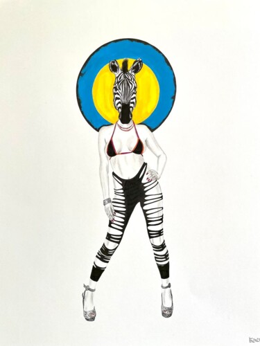 Рисунок под названием "Zebra 17" - Eugene Baraban, Подлинное произведение искусства, Чернила