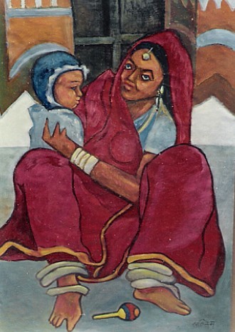 Painting titled "Mother India" by Barindam Bose, Original Artwork, Oil