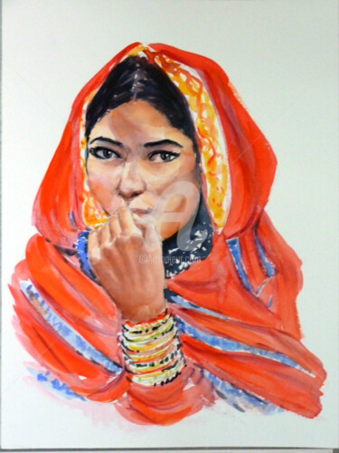 Painting titled "sadhana" by Karmailo, Original Artwork, Watercolor