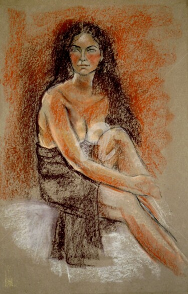 Drawing titled "Vero" by Karmailo, Original Artwork, Chalk