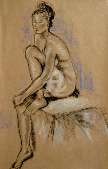 Drawing titled "Fran1" by Karmailo, Original Artwork, Chalk