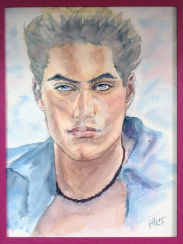 Painting titled "Marlon" by Karmailo, Original Artwork, Watercolor