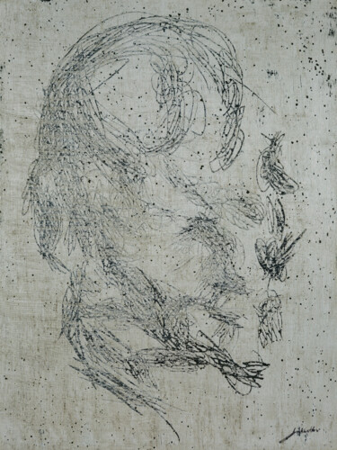 Pintura intitulada "Portrait of an Old…" por Ihar Barkhatkou, Obras de arte originais, Óleo