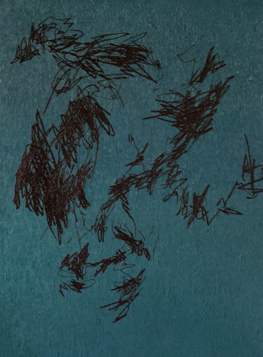 Картина под названием "Portrait in Blue" - Ihar Barkhatkou, Подлинное произведение искусства, Масло