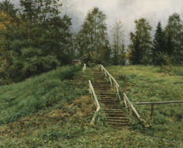 Malerei mit dem Titel "Old staircase" von Igor Barkhatkov, Original-Kunstwerk, Öl