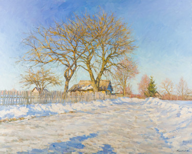 Malerei mit dem Titel "Winter in the Count…" von Igor Barkhatkov, Original-Kunstwerk, Öl