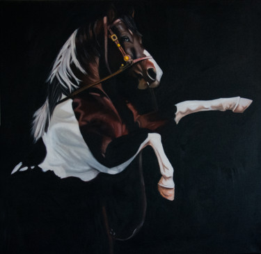 Painting titled "Horse" by Fatma Barlas Özkavalcıoğlu, Original Artwork, Oil