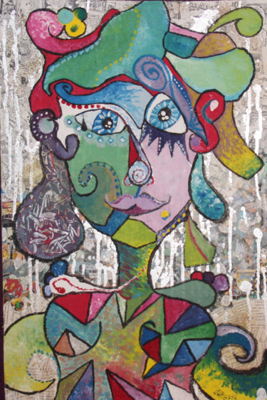 Painting titled "LA FEMME AU TRIANGLE" by Léo Barlot, Original Artwork