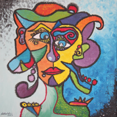 Painting titled "DOUBLEFACE" by Léo Barlot, Original Artwork