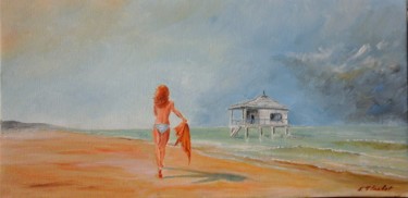 Peinture intitulée "Course avant l'orage" par Flachet, Œuvre d'art originale, Huile