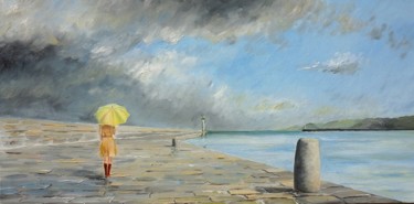 Painting titled "quai d orage" by Flachet, Original Artwork, Oil