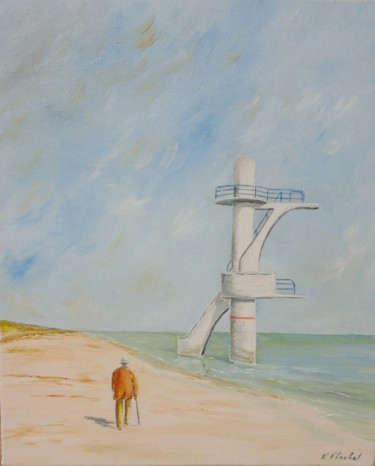 Painting titled "Retour au plongeoir…" by Flachet, Original Artwork, Oil