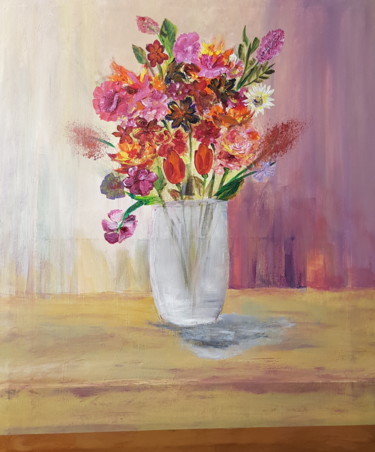Peinture intitulée "mixed flowers" par Adel Barnat, Œuvre d'art originale, Acrylique