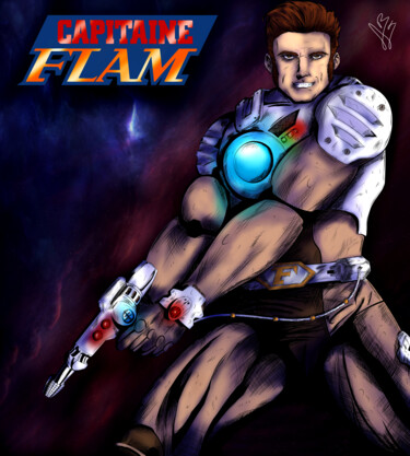 Arts numériques intitulée "Captain Flam" par Alex Barnson, Œuvre d'art originale