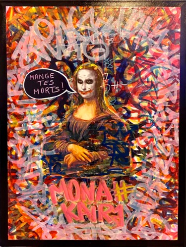 Schilderij getiteld "Mona-kaïra" door Baroke, Origineel Kunstwerk, Marker Gemonteerd op Frame voor houten brancard