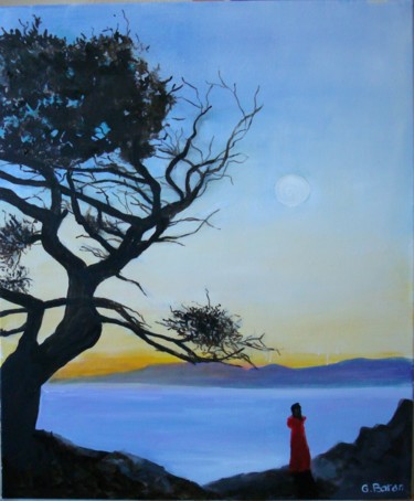 Peinture intitulée "l-arbre-et-la-mer.j…" par Baron, Œuvre d'art originale, Huile