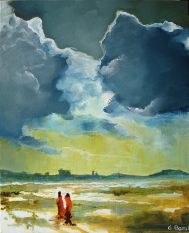 Peinture intitulée "ciel d'orage" par Baron, Œuvre d'art originale, Huile