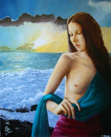 Peinture intitulée "la vague" par Baron, Œuvre d'art originale, Huile