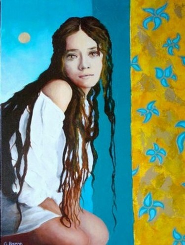 Peinture intitulée "l'adolescente" par Baron, Œuvre d'art originale, Huile