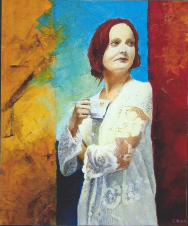 Peinture intitulée "dame blanche" par Baron, Œuvre d'art originale, Huile