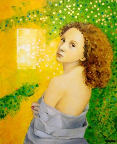 Painting titled "la fille rousse" by Baron, Original Artwork, Oil