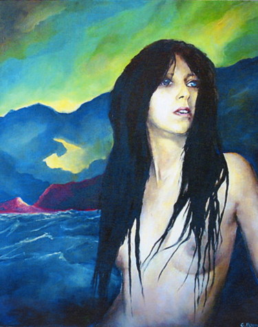Painting titled "sirène" by Baron, Original Artwork, Oil