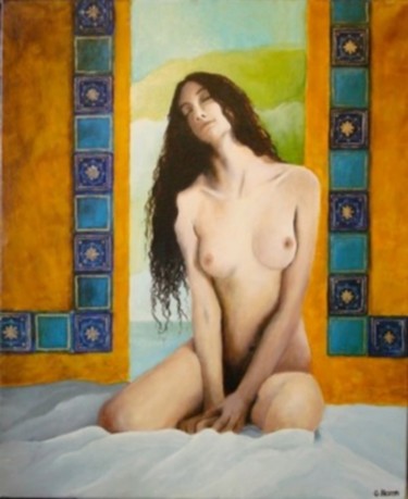 Peinture intitulée "nu aux faïences" par Baron, Œuvre d'art originale, Huile