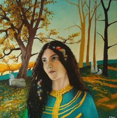 Peinture intitulée "la gardienne des âm…" par Baron, Œuvre d'art originale, Huile