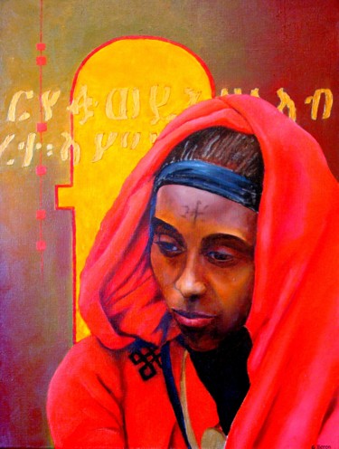 Peinture intitulée "l'éthiopienne" par Baron, Œuvre d'art originale, Huile