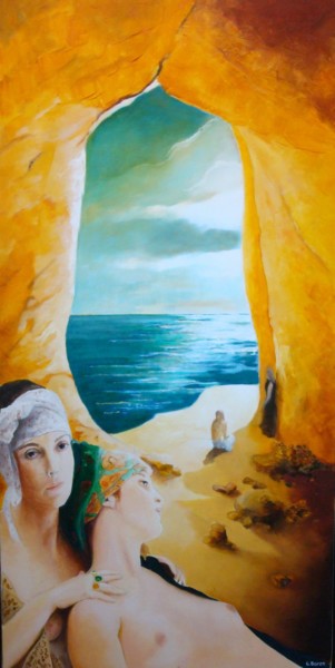 Peinture intitulée "la grotte" par Baron, Œuvre d'art originale, Huile