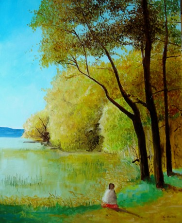 Painting titled "L'ETANG" by Baron, Original Artwork, Oil