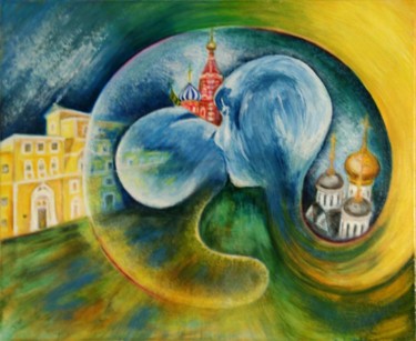 Pintura intitulada "Un baiser [ à Mosco…" por Baron Samdi, Obras de arte originais, Óleo
